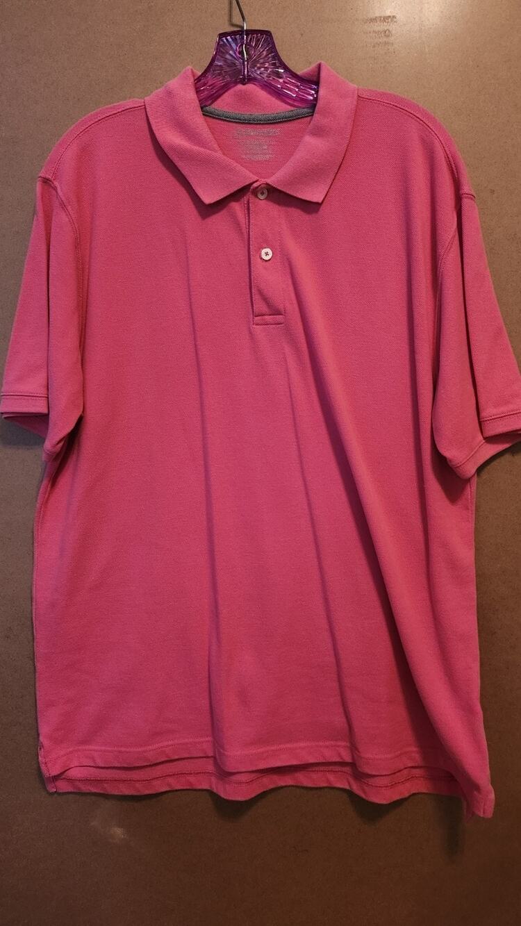 St Johns Bay Performance Polo Shirt Pink Short Sleeve Men L Cotton #524